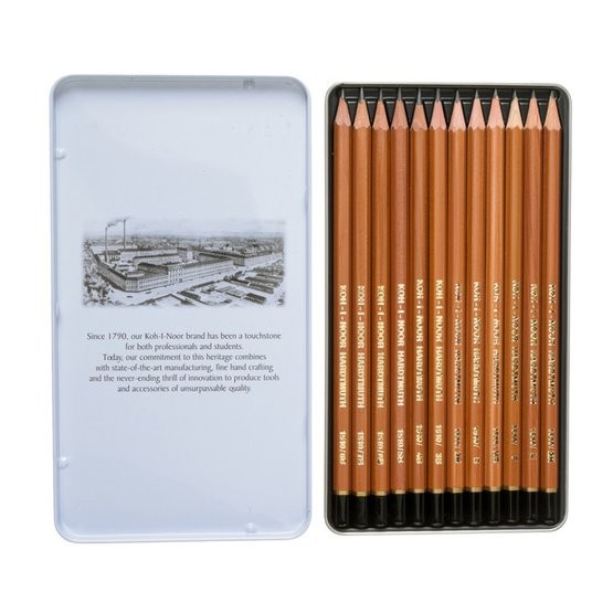 KOH-I-NOOR 1512N (12) Набор профессиональных чернографитных карандашей "Art", 12 шт, жестяная коробка